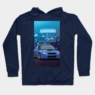 Subaru Impreza WRX STI GDB 'Blobeye ' with ej20 backdrop Hoodie